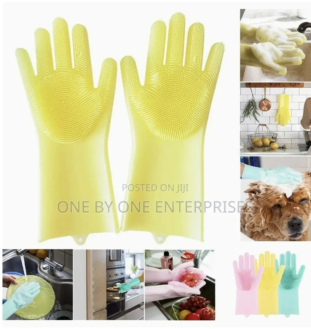 Latex Scrubbing Gloves (Standard Size; Multicolour) -1 Pair