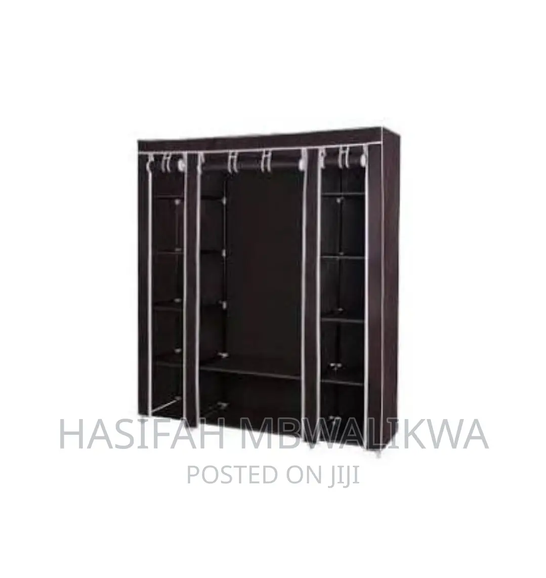 3 Column Metallic Cloth Wardrobe / Closet