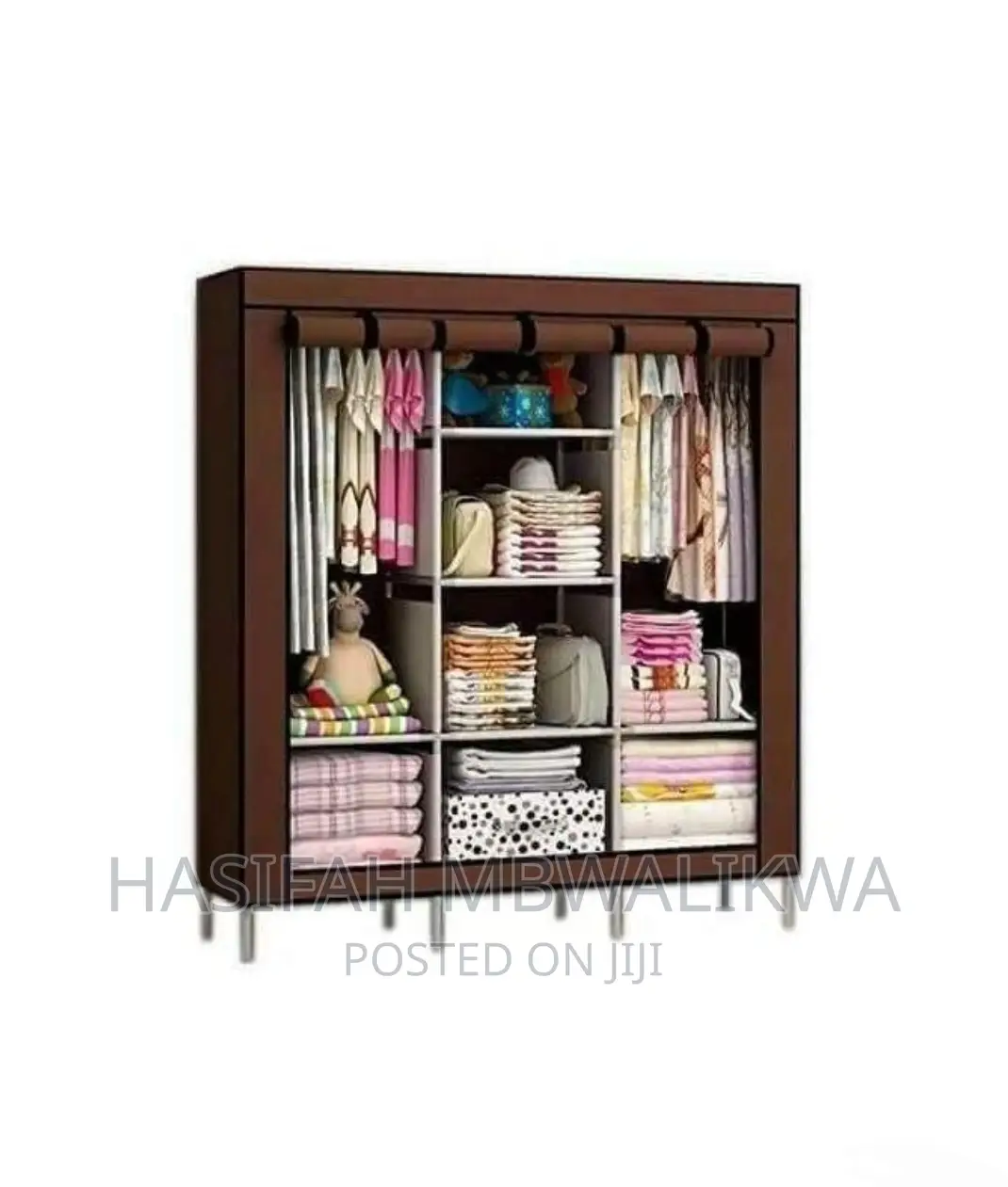 3 Column Metallic Cloth Wardrobe / Closet