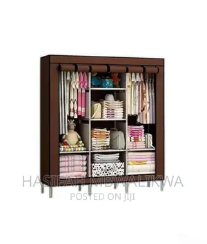 3 Column Metallic Cloth Wardrobe / Closet