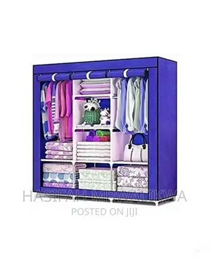 3 Column Metallic Cloth Wardrobe / Closet