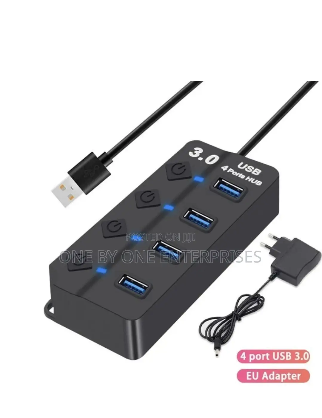 (4 Ports USB 3.0 Hub Port Splitter With Switch Power