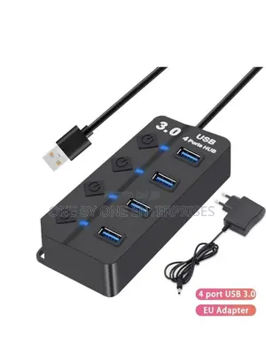 (4 Ports USB 3.0 Hub Port Splitter With Switch Power