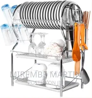 Tier Stainless Steel Dish Draining Rack – Silver
