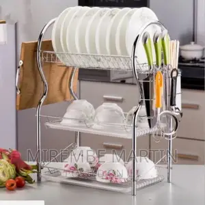 Tier Stainless Steel Dish Draining Rack – Silver