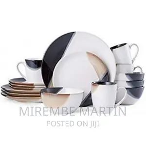 16 Piece Partial Design Plates, Cups, Bowls Dinner Set