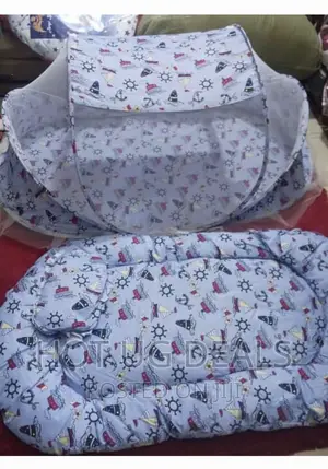 Foldable Baby Mosquito Net-Blue With Multicolor Flowers