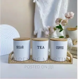 Set of 3 Storage Ceramic Sealed Jars for Sugar Tea