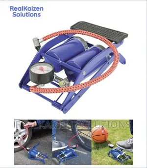 Twin Double Barrel Cylinder Air Inflator Foot Pump