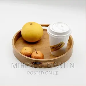 Bamboo Wood Natural Round Party Bar Serving Trays