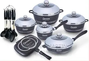 Dessini 18 Pieces Non Stick Cookware Set With a Grill Pan