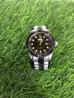 Rolex Mixed Black and Siver Genuine Watch