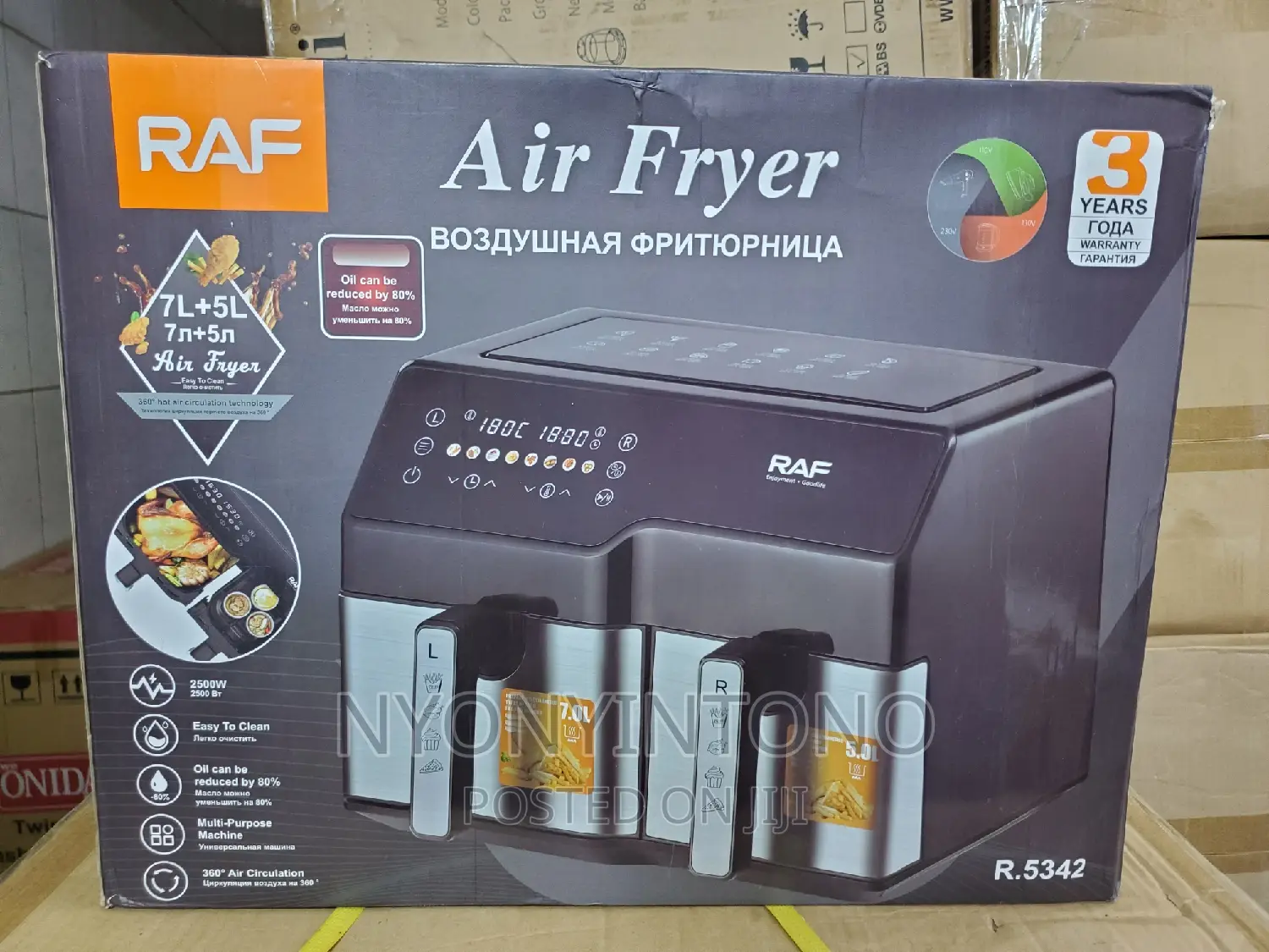 Raf 7L + 5L Double Digital Air Fryer With 3years Warranty