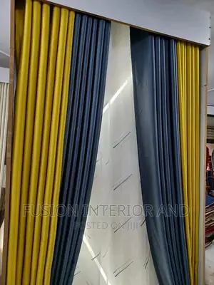 Blackout Yellow and Gray Plain Curtains