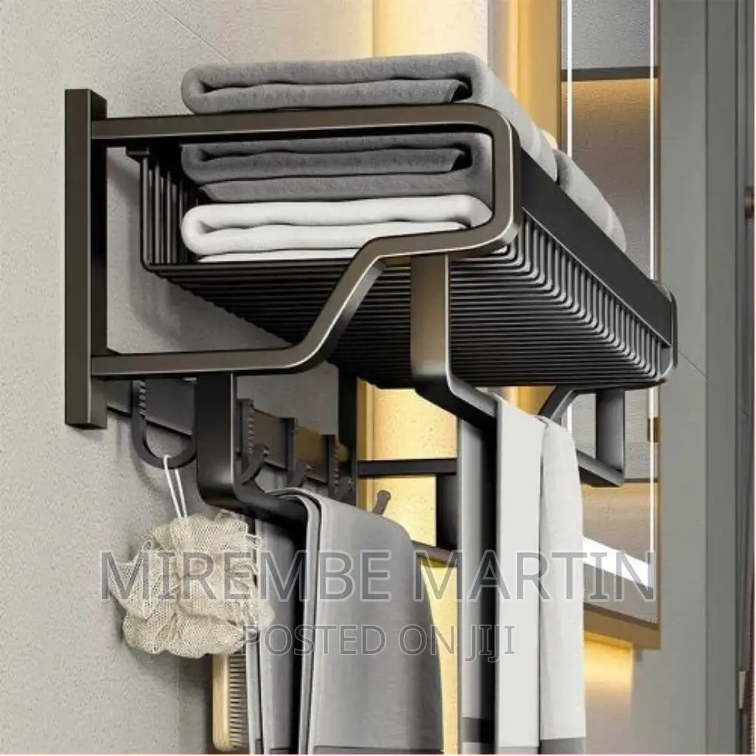 Bathroom Towel Rack Basket Shelf Storage Holder