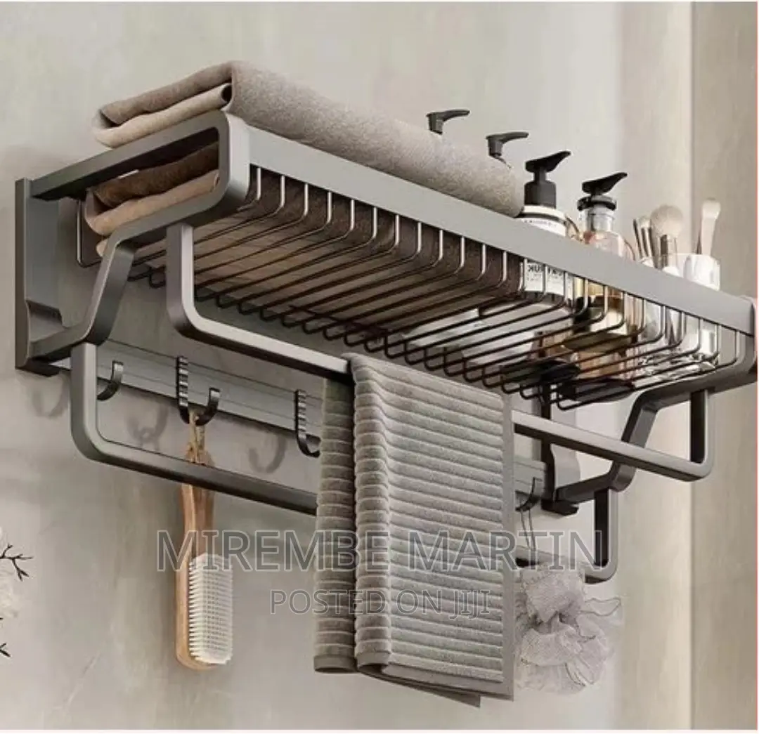 Bathroom Towel Rack Basket Shelf Storage Holder