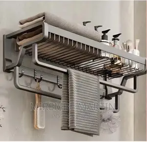 Bathroom Towel Rack Basket Shelf Storage Holder