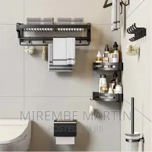 Bathroom Towel Rack Basket Shelf Storage Holder