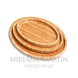 3 Piece Oval Bamboo Wood Tea Food Serving Trays