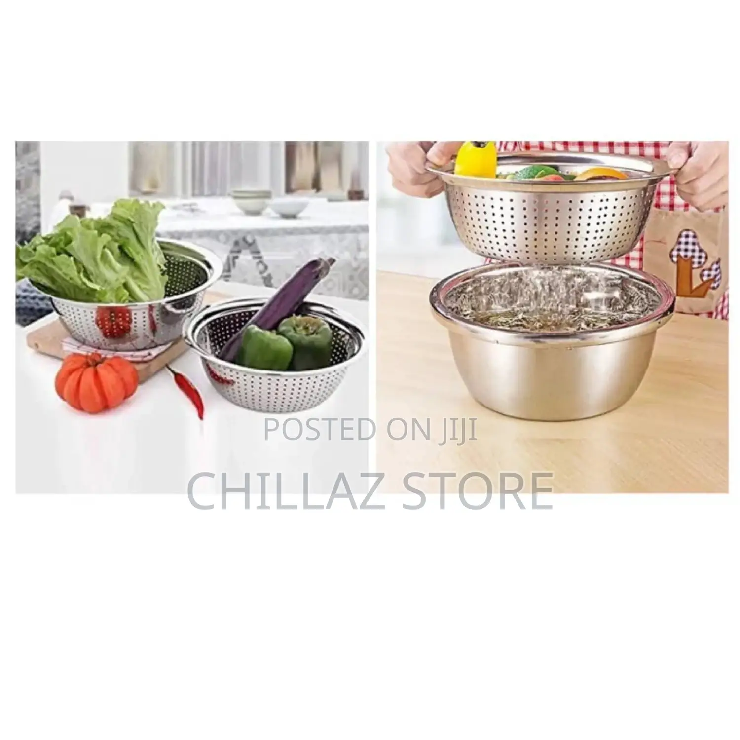 30cm Stainless Steel Rice, Vegetable Washing Colander.