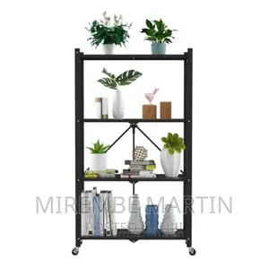 4 Tier Foldable Storage Shelves With Wheels Rack