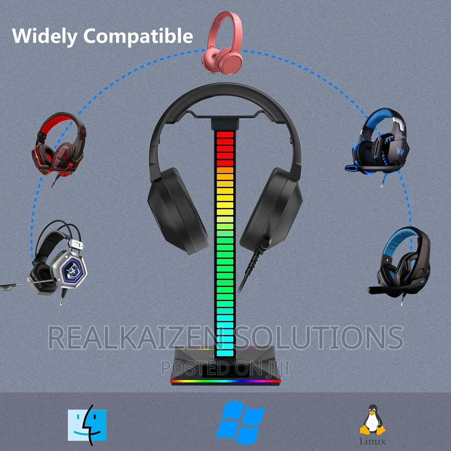 RGB Headset Stand Support Pole Lamp With Music Rhythm Effect