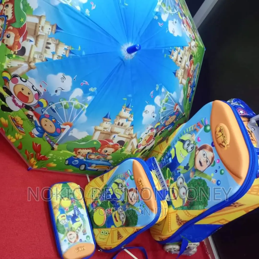 3PC TROLLEY Kids/ Children Backpack Set Plus Umbrella 