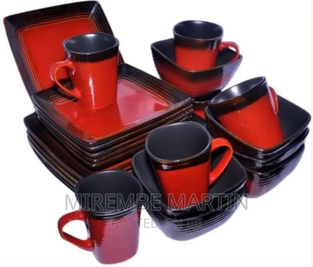 24 Piece Square Plates, Bowls, Cups Dinner Set