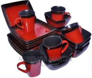 24 Piece Square Plates, Bowls, Cups Dinner Set