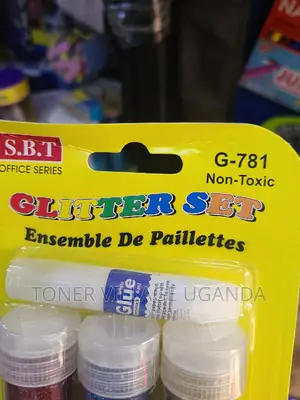 SBT DIY Color Fine Glitter Powder Set With Glue- 6pcs