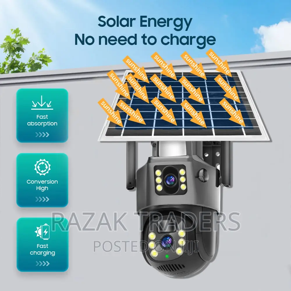 V380 Pro CCTV Simcard Solar Camera With Dual Lens