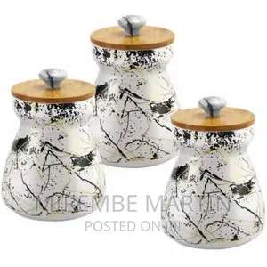 3 PC Ceramic Sugar Bowl Coffee Tea Canister Storage Bowls
