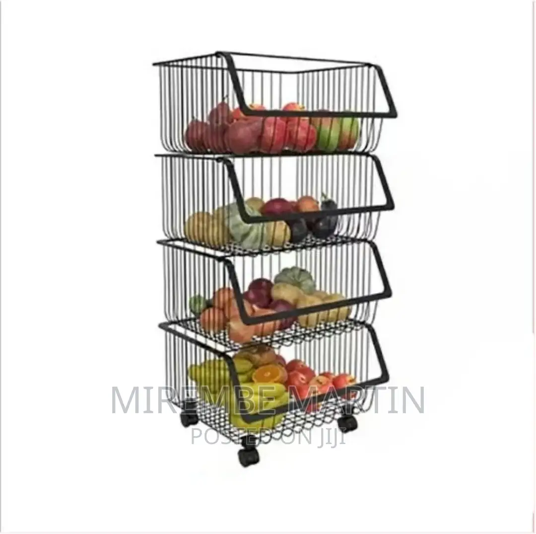 Metallic Pantry Storage Bin Rack Organizer Trolley