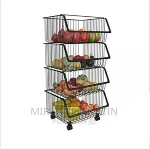 Metallic Pantry Storage Bin Rack Organizer Trolley