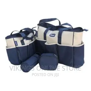 5pcs Baby Multi-Functional Carrier Bag – Cream /Navy Blue