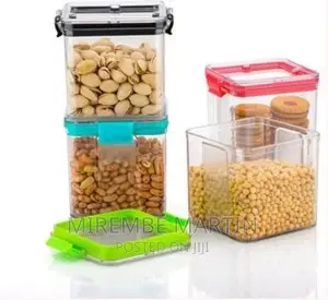 4piece Plastic Transparent Plain Storage Box Tins Containers