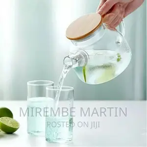 1000ml Glass Teapot Kettle With Whistle Infuser Bamboo Lid