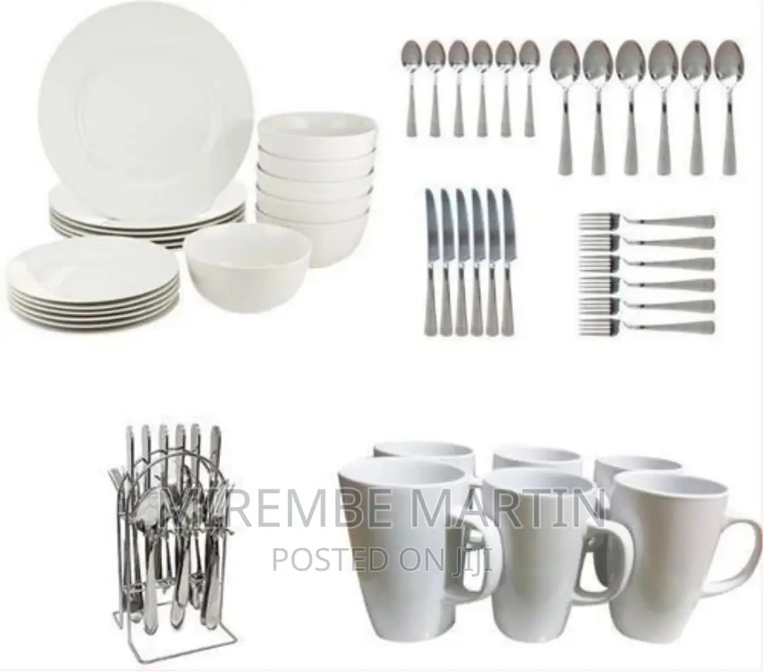 49pc Ceramic Plates Cups Cutlery Set-