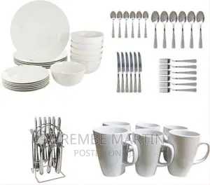 49pc Ceramic Plates Cups Cutlery Set-