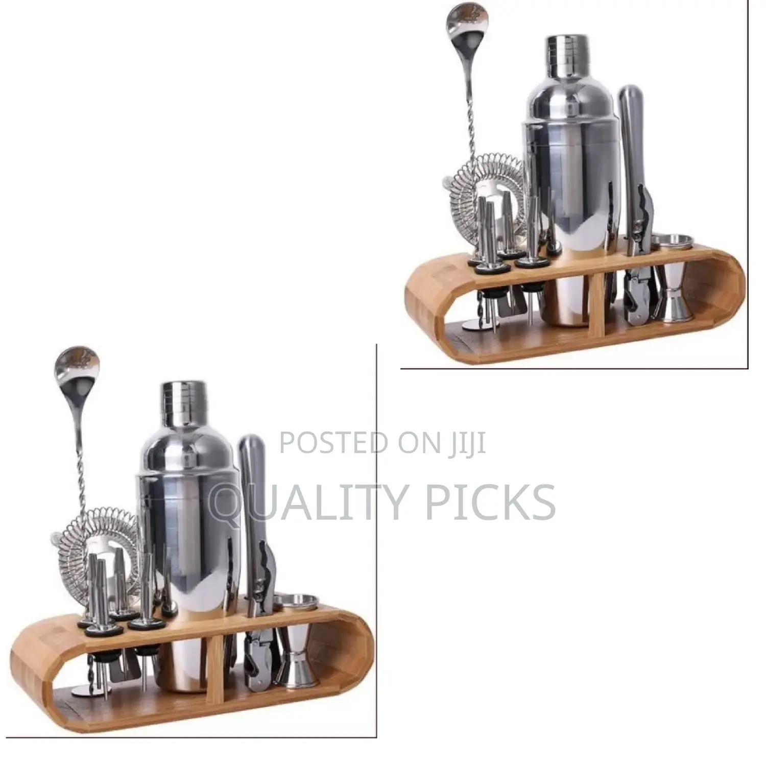 Wooden Stand Cocktail Shaker Bottle Set