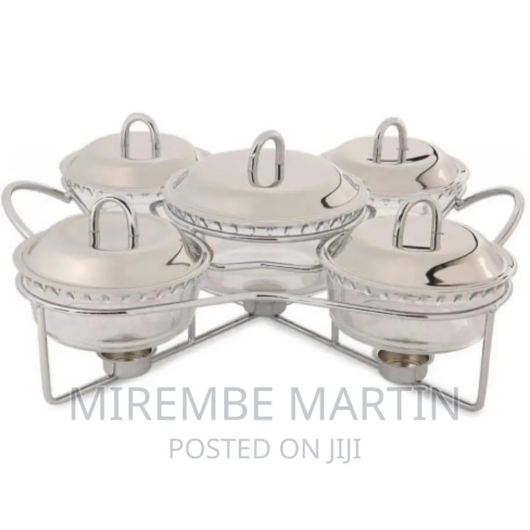 5 Piece Glass Soup Chafing Serving Dishes Warmers –