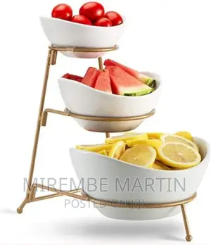 3 Tier Serving Bowls, Dishes With Gold Stand,
