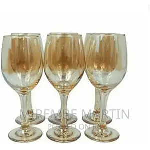 Gold Lead-Free Juice, Wine Glasses- 6 Pieces