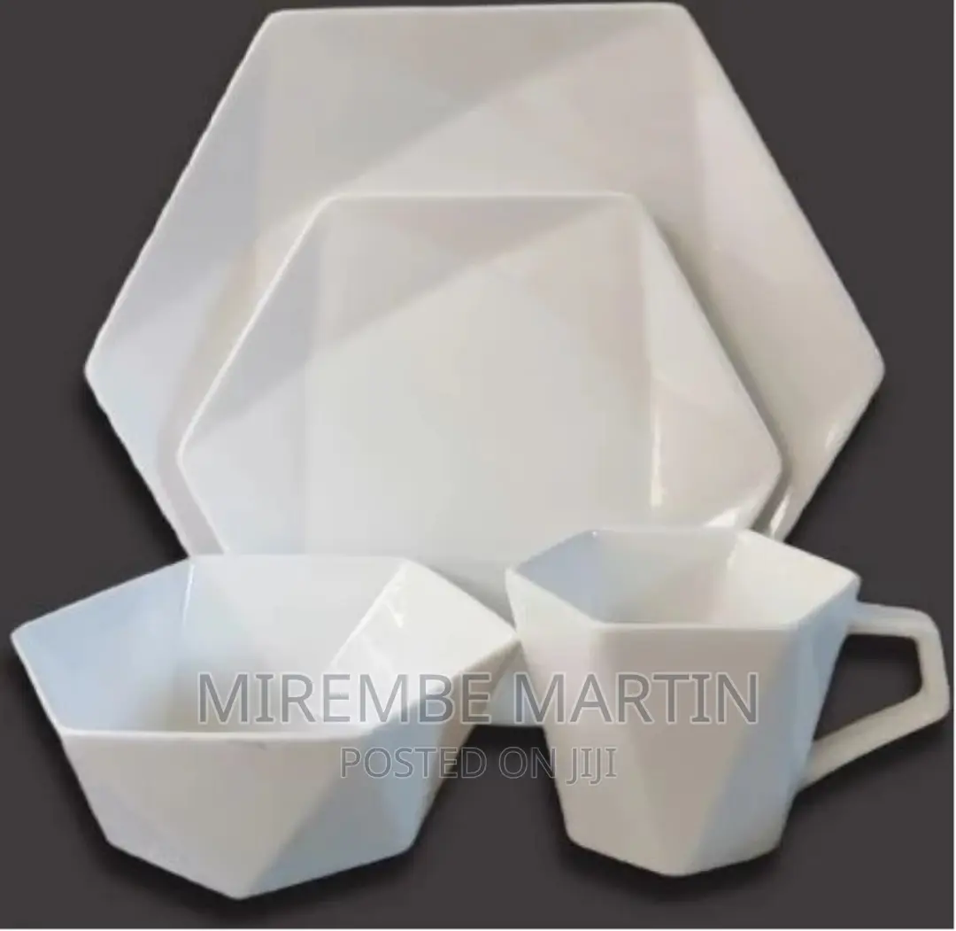 24 Pieces of Hexagonal Plates, Bowls, Cups, Dinner