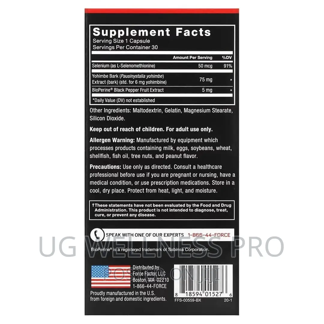 Force Factor, Yohimbine, 6 Mg, 30 Capsules for Men Vitality