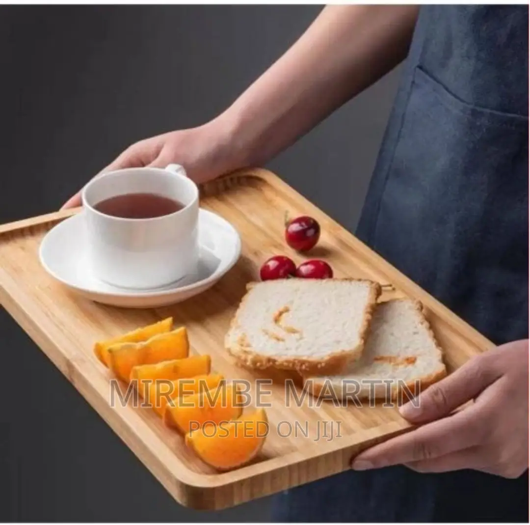 3 Piece Bamboo Wood Tea Food Serving Trays Plates