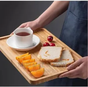 3 Piece Bamboo Wood Tea Food Serving Trays Plates