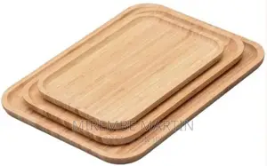 3 Piece Bamboo Wood Tea Food Serving Trays Plates