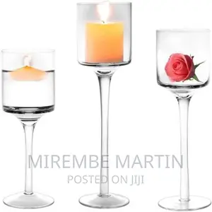 Set of 3 Glasstea Light Glass Candle Holders