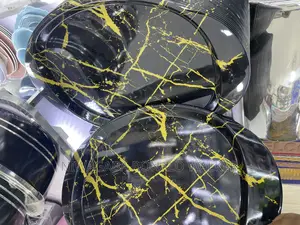 Classic Black With Gold Lines Melamine Tray